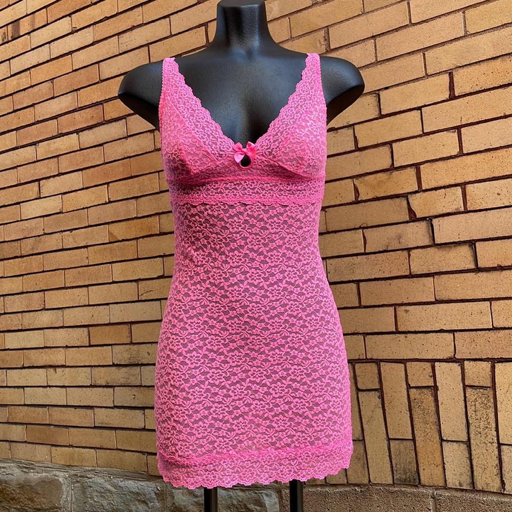 Victoria’s Secret Sexy Little Things Pink Lace Chemise Bodycon Slip Dress Small